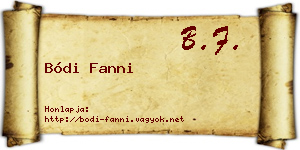 Bódi Fanni névjegykártya